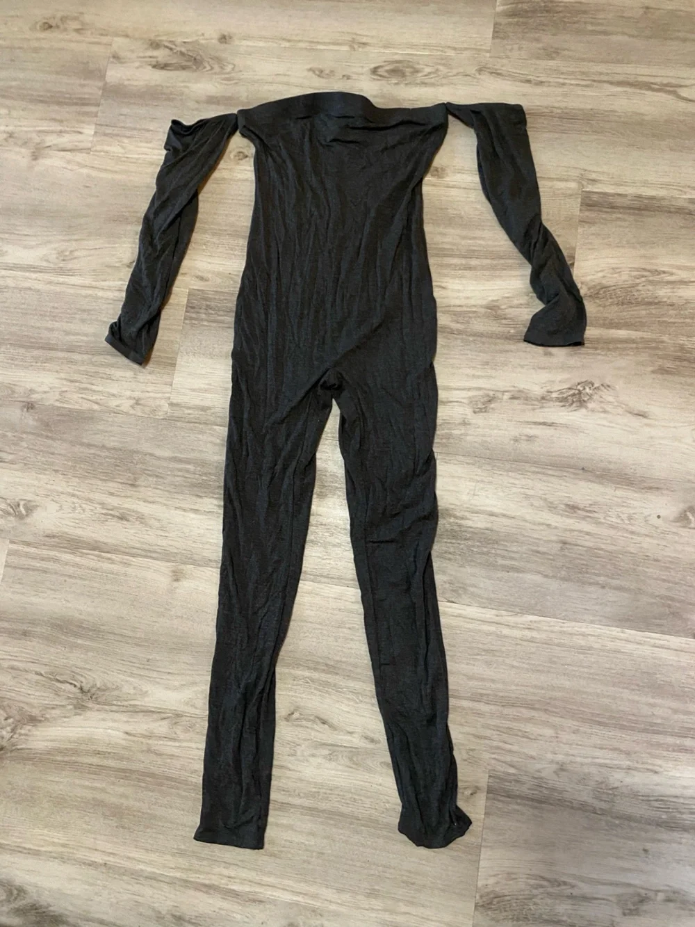 Fashion Nova Off-Shoulder Long Sleeve Jumpsuit in Charcoal Gray - NWT